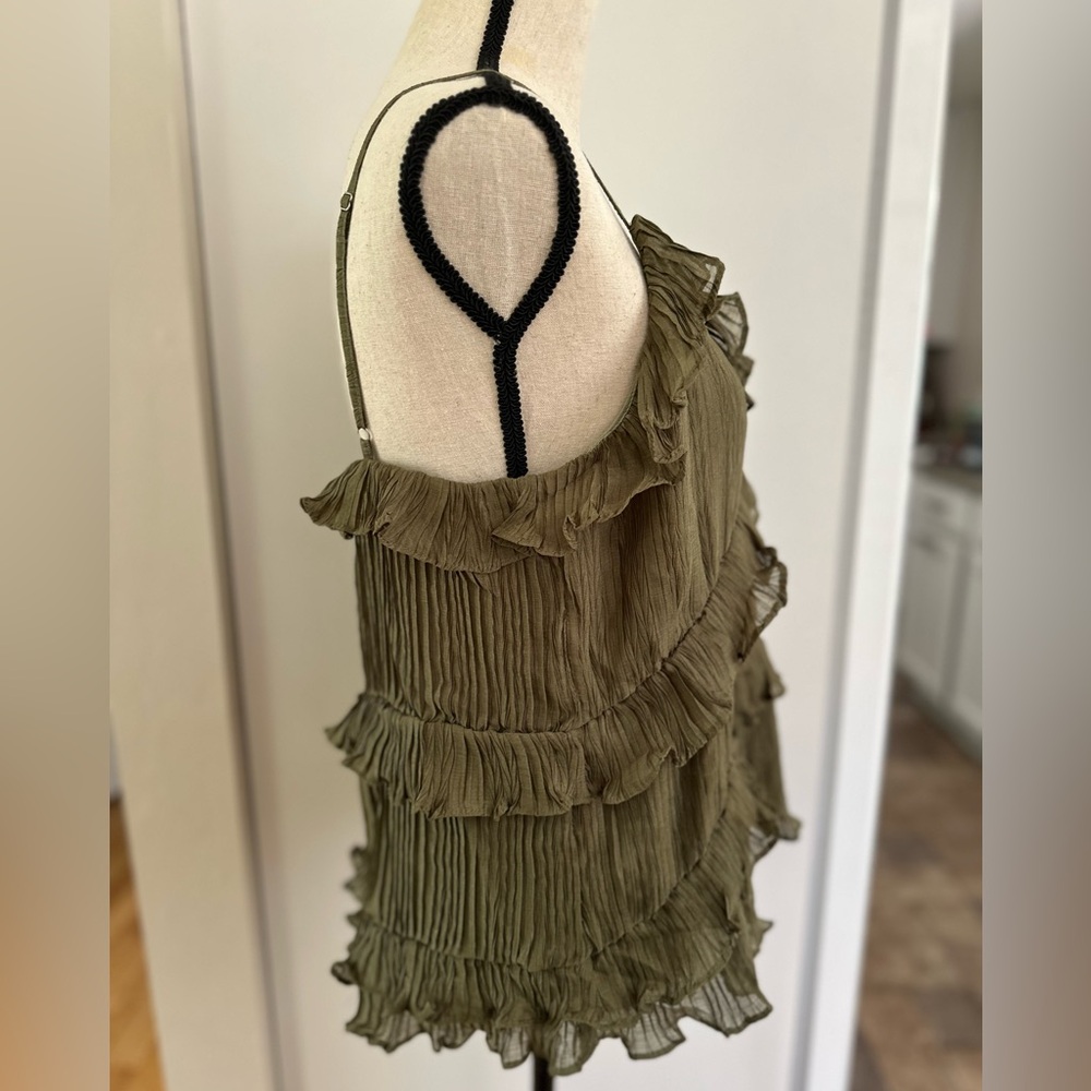 Sage The Label Anthropologie Womens Green Poets Ruffled Trim Tank Top - Picture 5 of 8
